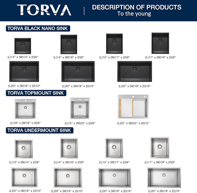 TORVA 13 x 15 Inch Undermount Kitchen Sink, Premium 304 Stainless Steel Bar Sink - Image 7