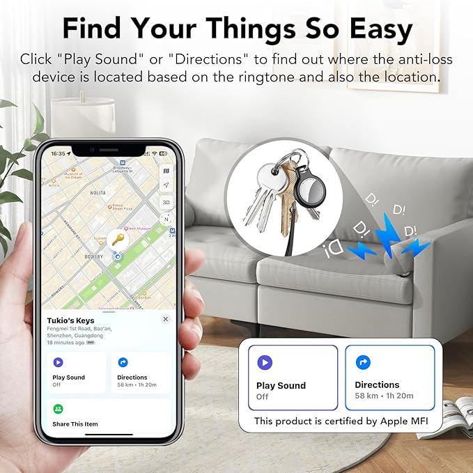 2025 New Air Tracker Tags-6 Pack, Replaceable Battery, Key Finder and Item - Image 4