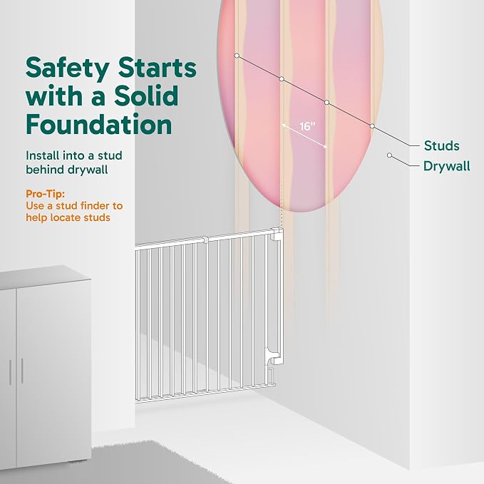 Cumbor 29.2–43" Baby Gate for Stairs, Wall-Mounted, Expandable No Bottom Bar - Image 6