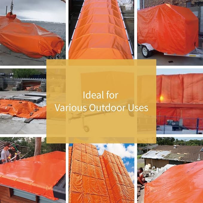 GUARD SHIELD Orange Tarp 6x6 Feet Tarps High Visibility Outdoor Poly Cover - Image 5
