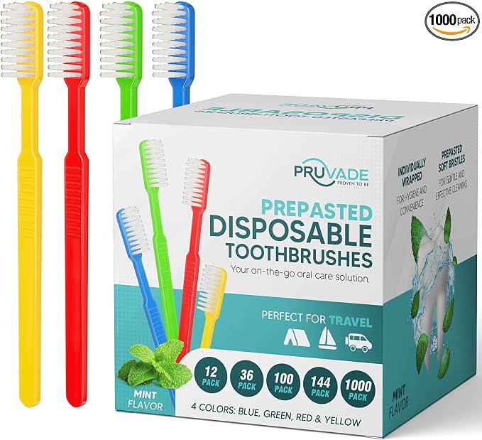 1000 Prepasted Toothbrushes Individually Wrapped by PRUVADE