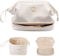 Bridesmaid Gift, Initial Makeup Bags, Personalized Double Layer Cosmetic Bag by Vogewood