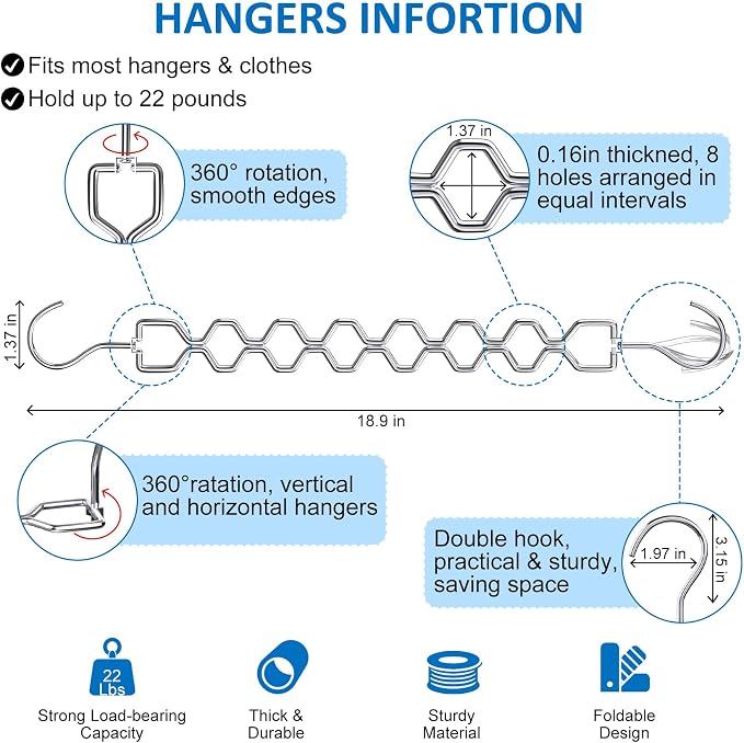 12 Pack Space Saving Hangers for Clothes, Heavy Duty 30Lbs Capacity Magic - Image 4