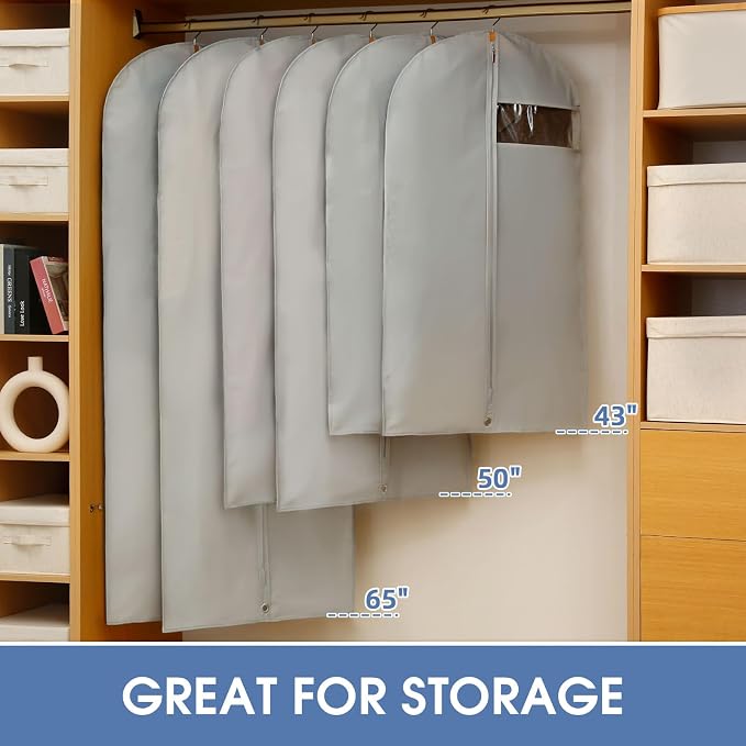 43" Garment Bags for Hanging Clothes, Suit Bags for Closet Storage and Travel - Image 5