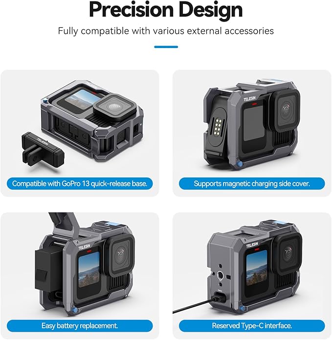 TELESIN Upgraded Aluminum Alloy Cage Frame Housing - Image 5
