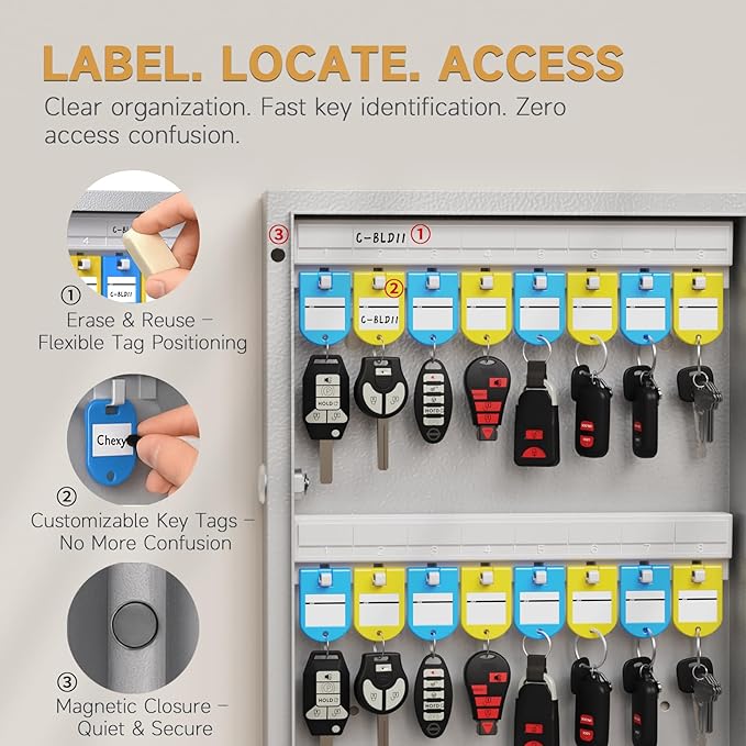 192 Key Lock Box Wall Mount, Smart Key Cabinet, One Time Password/Fixed - Image 5