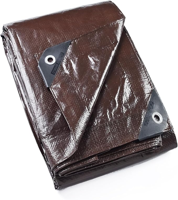 GUARD SHIELD Brown Tarp 8x12 Feet Waterproof Tarps Lightweight Camping Tarp by GUARDSHIELD