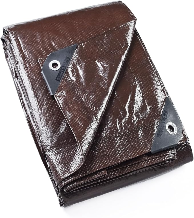 GUARD SHIELD Brown Tarp 20x20 Feet Waterproof Tarps Lightweight Camping Tarp by GUARDSHIELD
