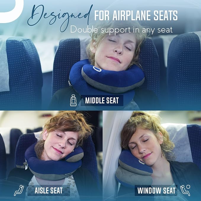 BCOZZY Travel Neck Pillow for Airplane– Patented Double Support for Head - Image 4