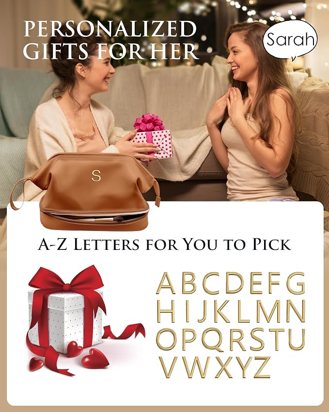 Gifts for Women, Personalized Makeup Bag, Monogrammed Gifts, Initial Double - Image 2