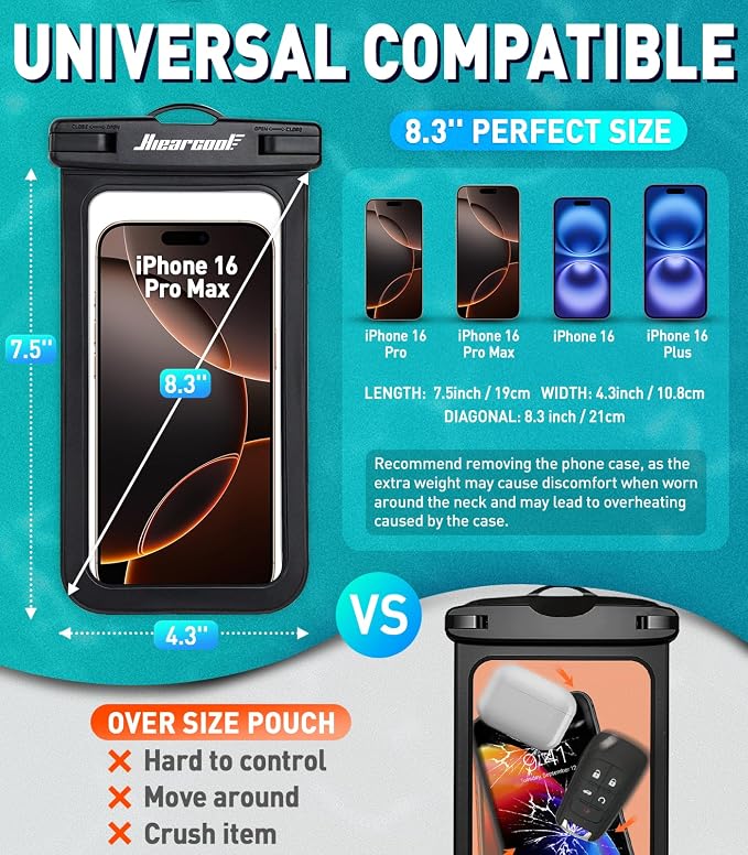 Hiearcool Waterproof Phone Pouch, Waterproof Beach Bag Compatible - Image 2