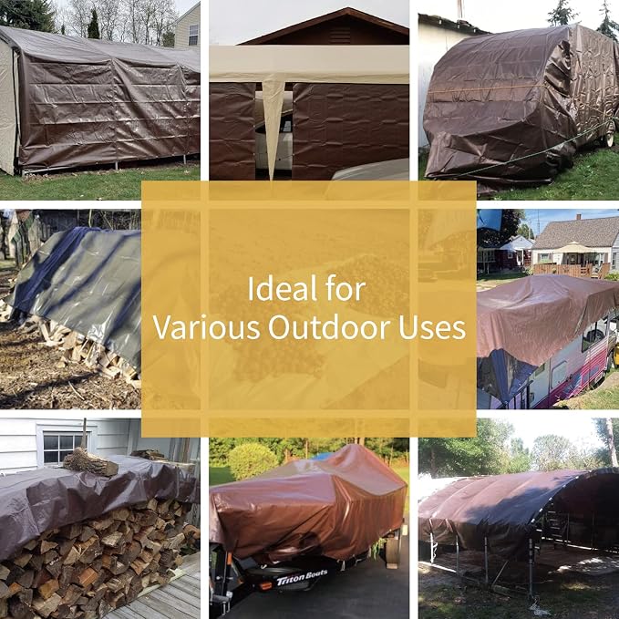 GUARD SHIELD Brown Tarp 10x20 Feet Waterproof Tarps Lightweight Camping Tarp - Image 5