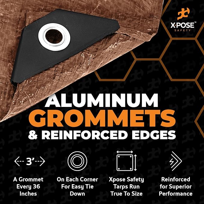 Multipurpose Protective Cover Brown Poly Tarp 5' x 7' - Image 3