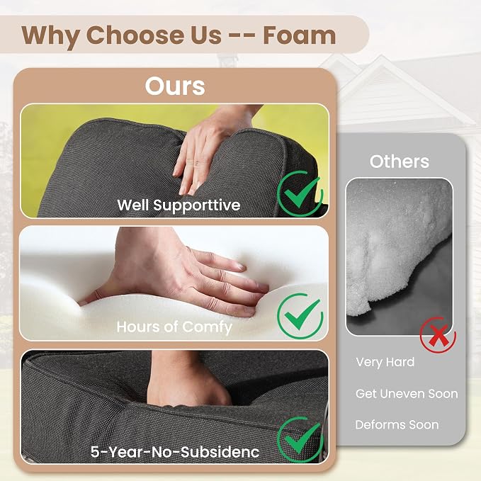 HOOOWOOO Patio Furniture Set, Outdoor High Back Loveseat Set, All Weather - Image 5