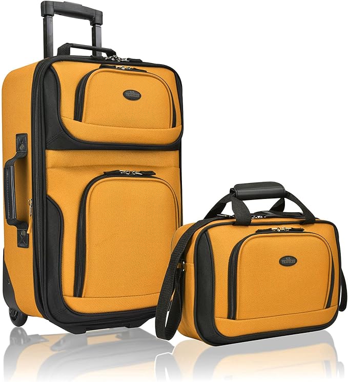 U.S. Traveler Rio Fabric Expandable Carry-on Luggage, Rolling Suitcase by USTraveler