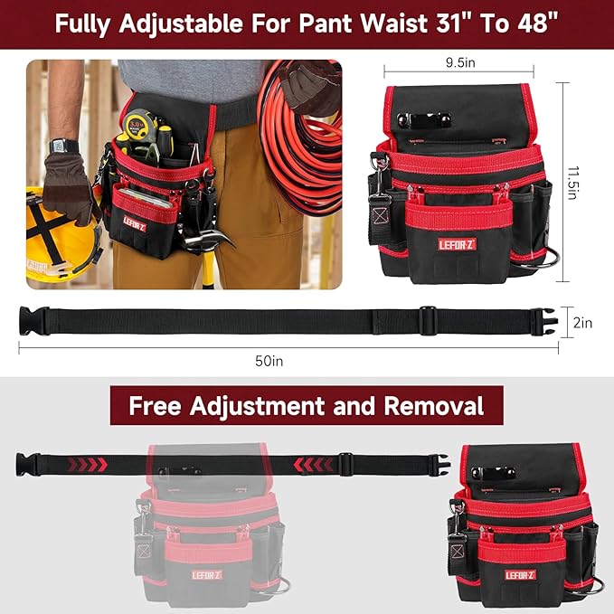 Tool Belt, Magnetic Tool Pouch, 14-Pockets Tool Belts - Image 2