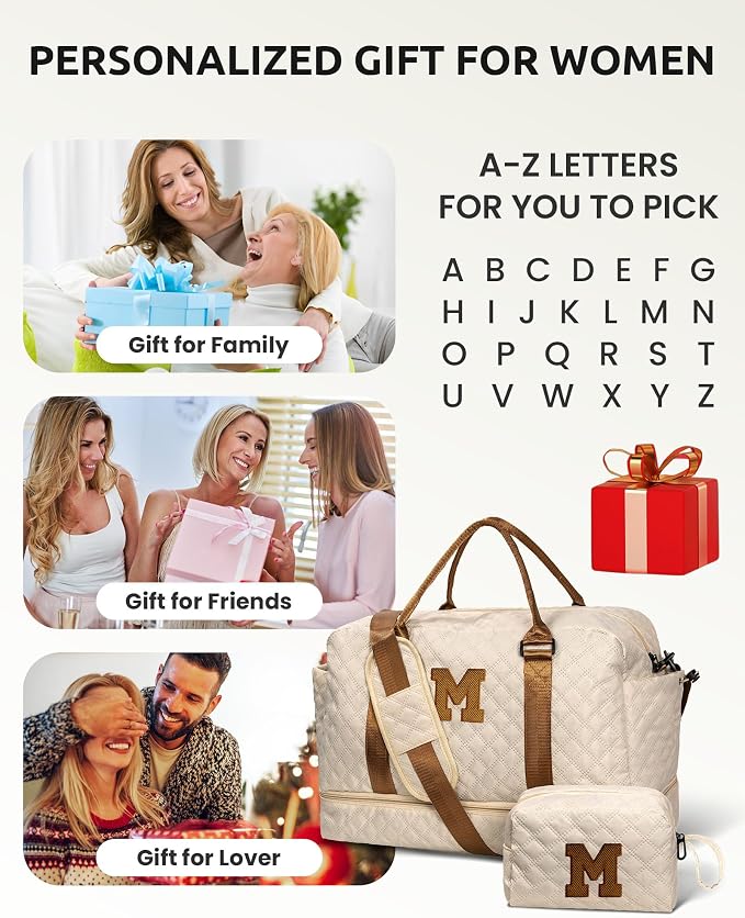 Initial Duffle Bag with Shoe Compartment, Personalized Weekender Bag, Monogram - Image 7