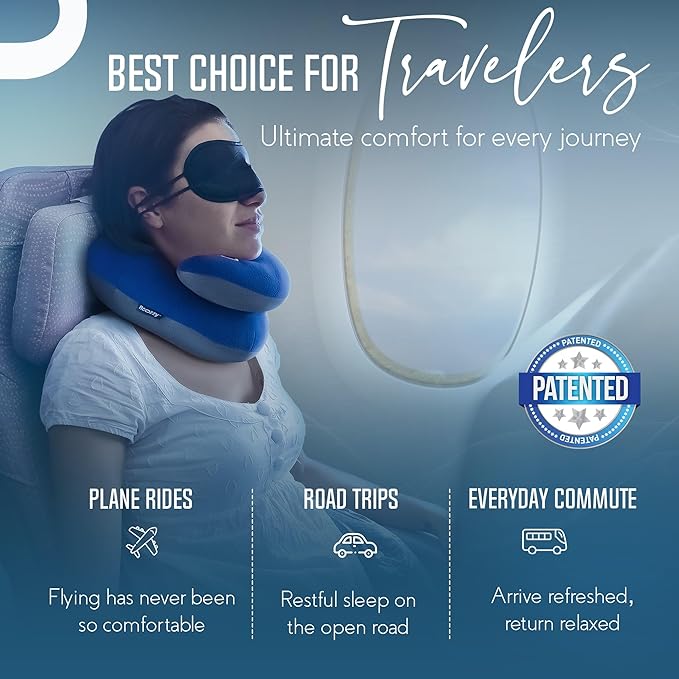 BCOZZY Travel Neck Pillow for Airplane – Patented Double Support for Head - Image 8