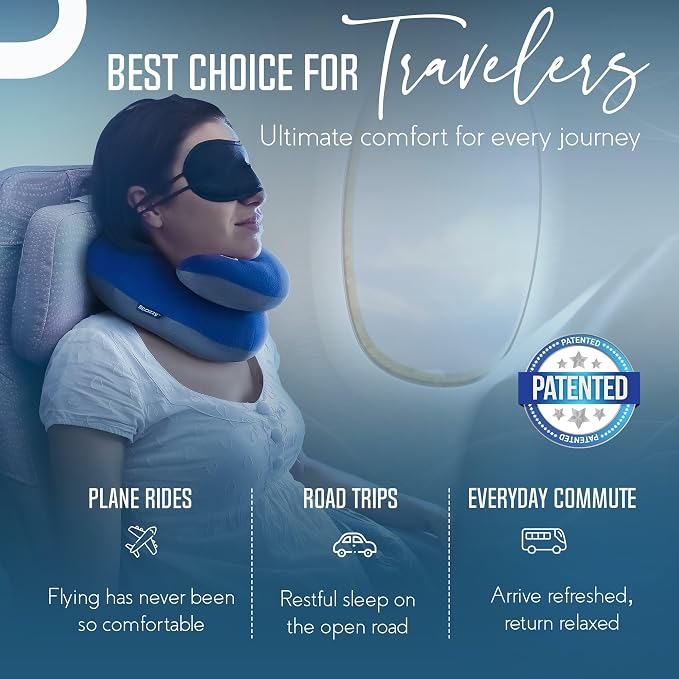BCOZZY Travel Neck Pillow for Airplane– Patented Double Support for Head - Image 4