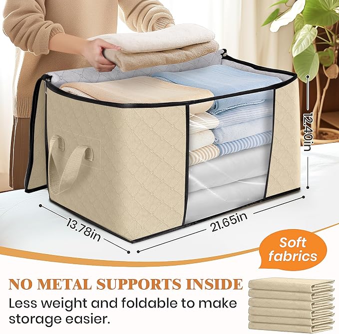 Fab totes 10 Pack Clothes Storage, Foldable Thick Fabric Blanket Storage Bags - Image 2