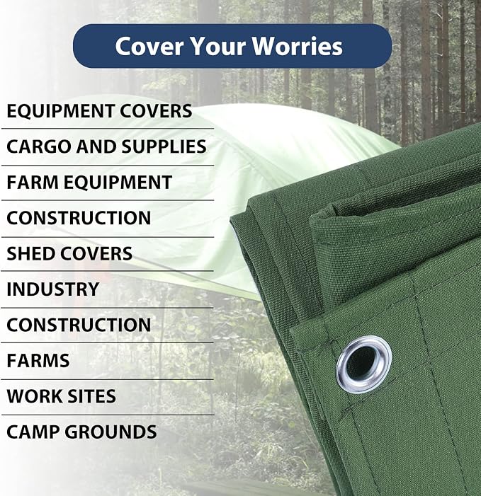 10’x10’ Canvas Tarps Heavy Duty Waterproof Tarpaulins - Image 6