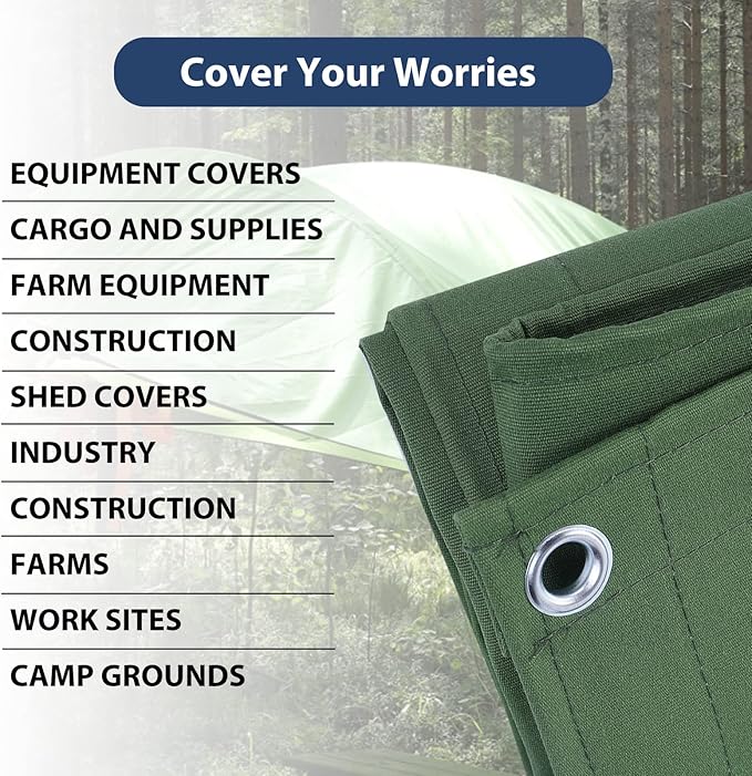 9’x12’ Canvas Tarps Heavy Duty Waterproof Tarpaulins - Image 6
