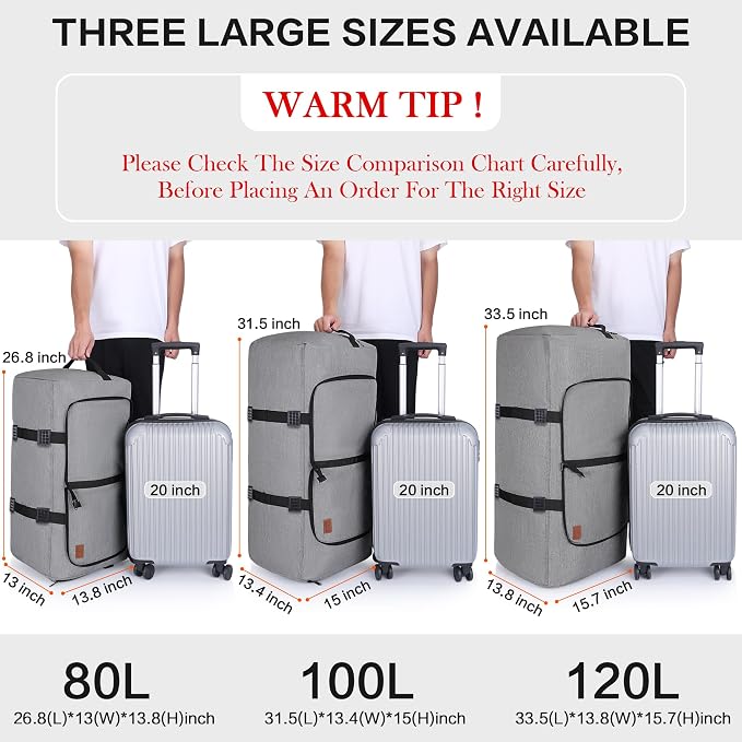 120L Duffle Bag for Travel, Large Foldable Waterproof Travel Duffel Bags - Image 3