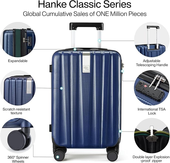 Hanke Expandable Hard Shell Luggage Sets 2 piece Carry on Luggage - Image 5