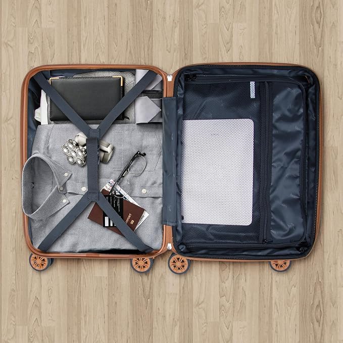 Romswi Expandable 28" Checked Luggage, Large Hardshell Suitcase - Image 9