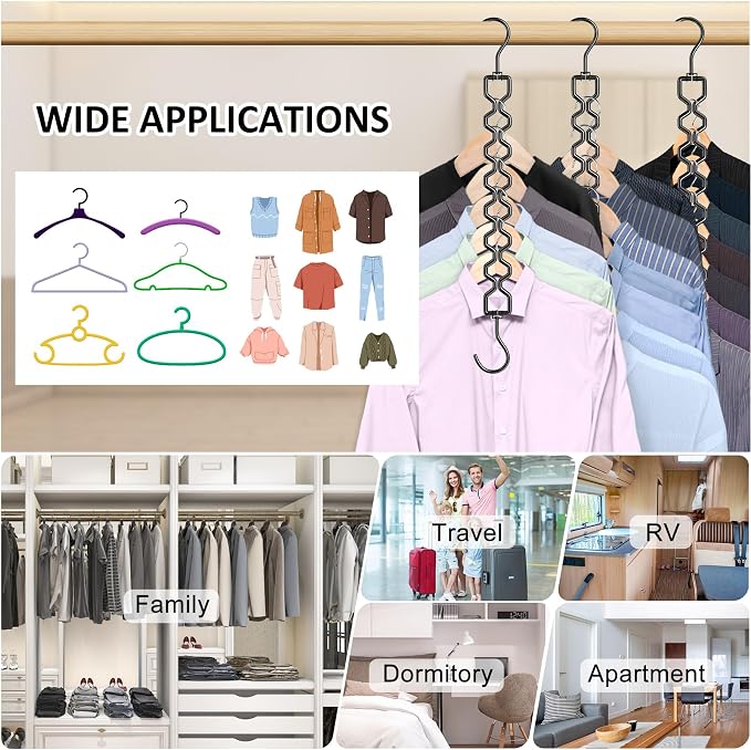 3 Pack Space Saving Hangers for Clothes, Heavy Duty 30Lbs Capacity Magic - Image 3