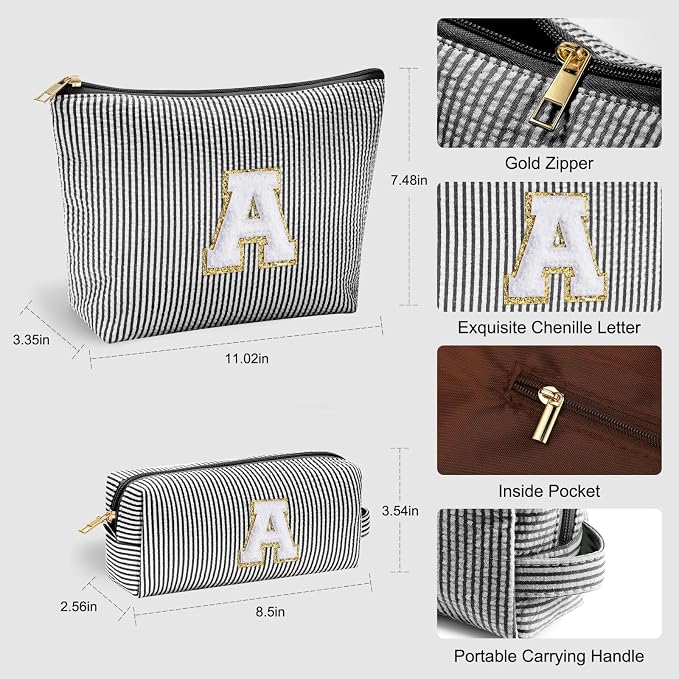 YOOLIFE Initial Cute Monogrammed Makeup Bag - Image 4