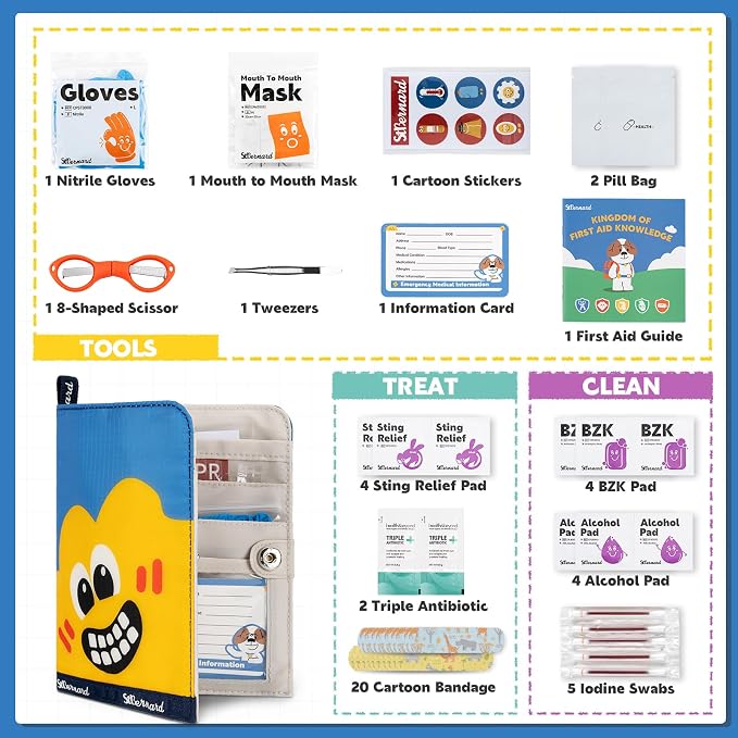 StBernard First Aid Kit for Kids, Small Pocket Size Medical Kit - Image 2