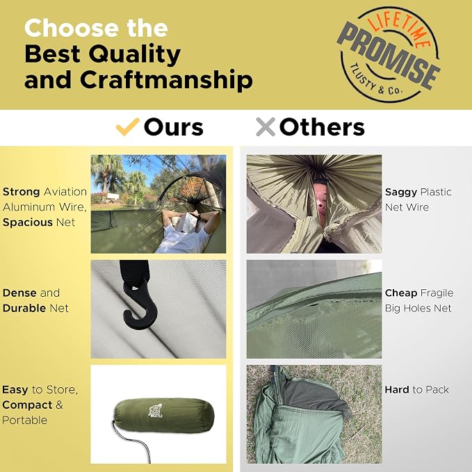 Miztli Camping Hammock -Portable Hammock w/Spacious Net & Tree Straps - Image 2