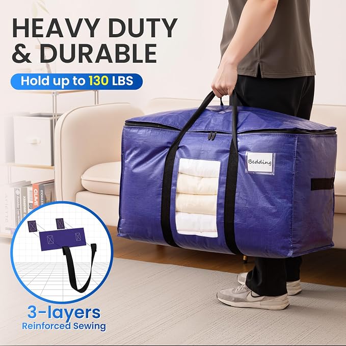 TAILI 8 Pack Dark Blue Extra Large Moving Bags, Heavy Duty Totes - Image 4
