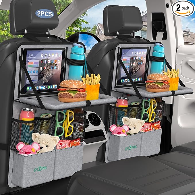Car Backseat Organizer with Tablet Holder, 11 Storage Pockets with Foldable by Plzpik