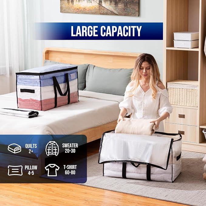 TAILI Extra Large Moving Bags, 6 Pack Clear Heavy Duty Totes - Image 4