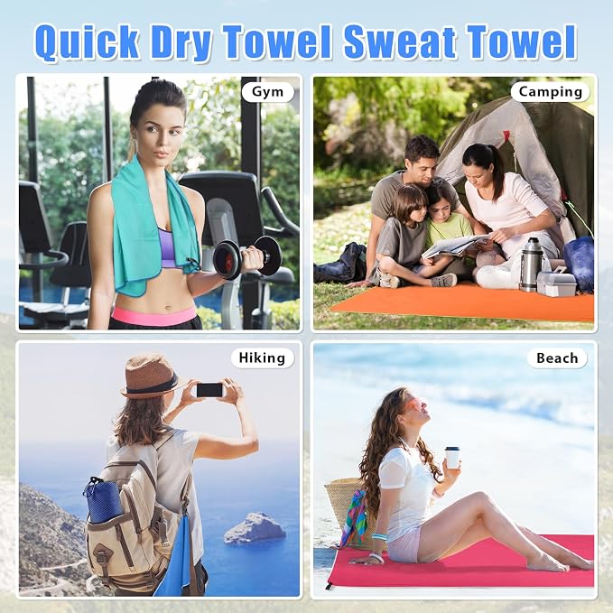 Sfee 2 Pack Microfiber Travel Towel, Quick Dry Towel Camping Towel Super - Image 6