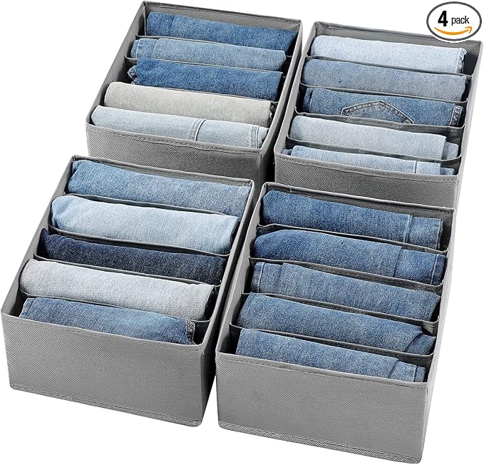 Jeans Drawer Organizers for Clothing, 5 Compartment Wardrobe Storage Box by Coorganisers