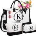 Personalized Mothers Day Gifts for Women, Initial Canvas Tote Bag & Makeup Bag by Unknown