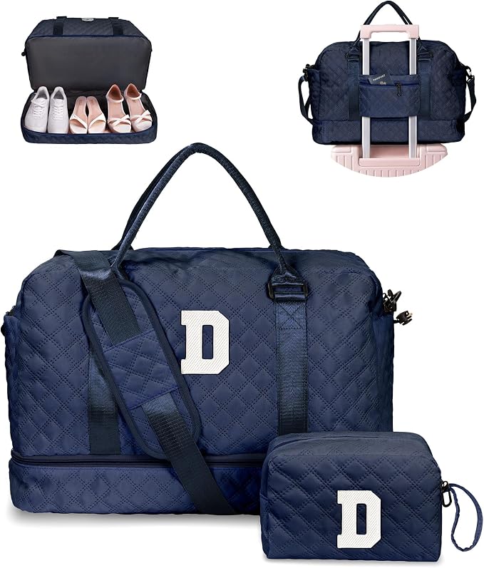 Initial Duffle With Shoe Compartment, Personalized Weekender, Monogram by Vogewood