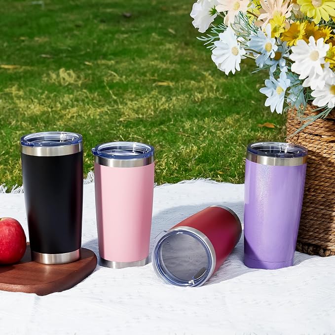 MEWAY 20oz Tumbler 8 Pack Double Wall Vacuum Insulated Travel Glitter Mug Bulk - Image 8