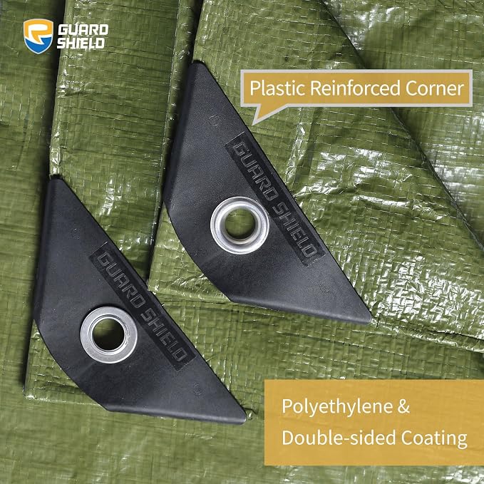 GUARD SHIELD Tarp Green 10x12 Feet Multi Purpose Waterproof Poly Tarp Cover 5mil - Image 2