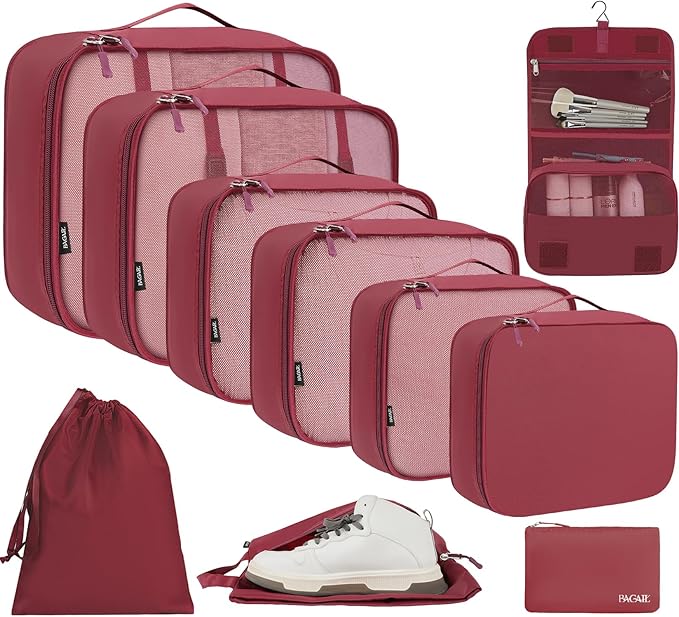 BAGAIL 6 Set/8 Set/10 Set Packing Cubes Various Sizes Packing Organizer by BAGAIL