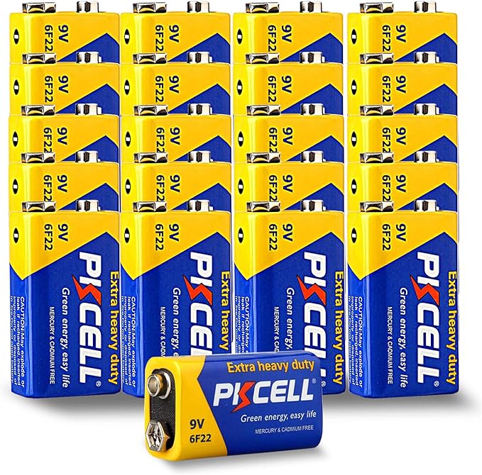PKCELL 9V Dry Battery– Ultra Long-Lasting 9 Volt Carbon Zinc Battery, 3-Year by Pkcell
