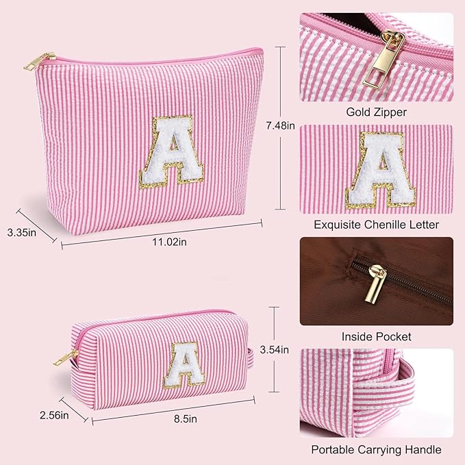 YOOLIFE Initial Makeup Bag for Girls, Travel Cosmetic Bag - Image 4