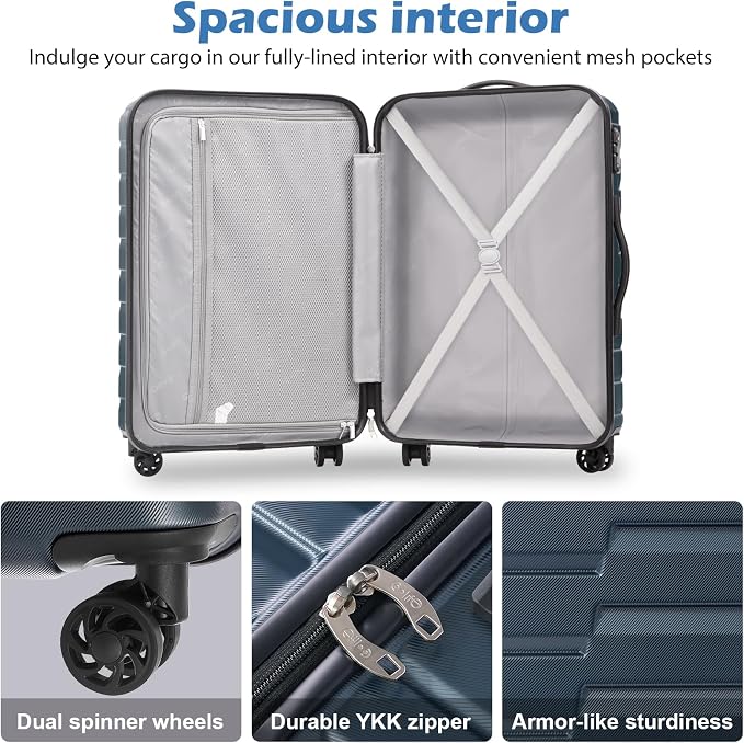 COOLIFE Luggage Expandable Suitcase PC ABS TSA Luggage 3 Piece Set Lock Spinner - Image 5