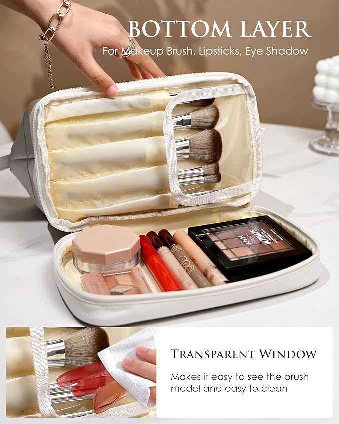 Wedding Gift Initial Makeup Bag, Personalized Double Layer Cosmetic Bag - Image 5