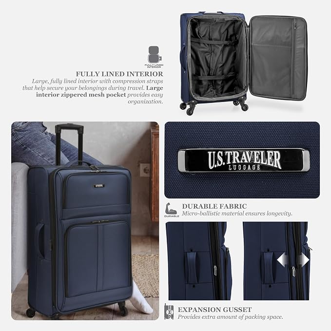 U.S. Traveler Anzio Softside Expandable Spinner Luggage, 2-Piece Set - Image 4