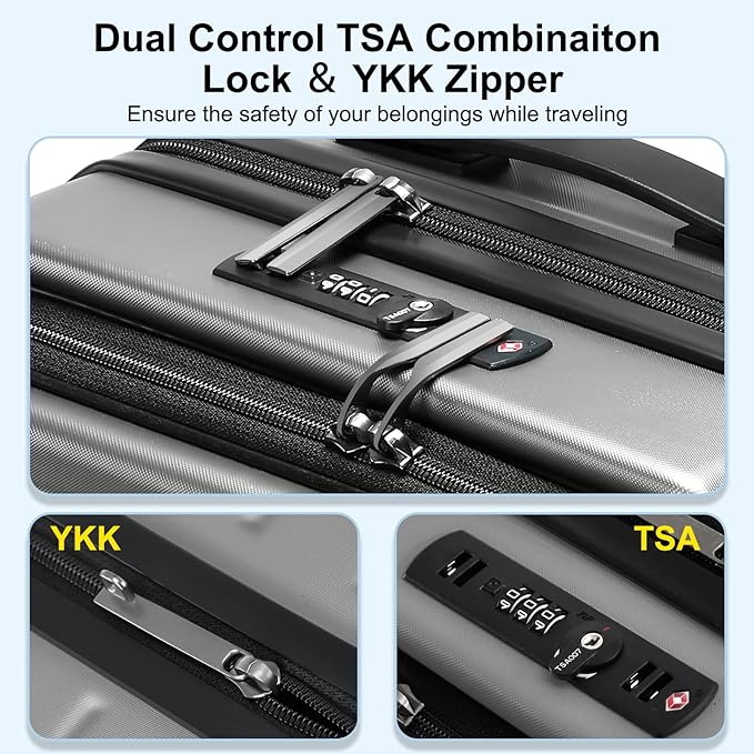 Carry On Luggage 22×14×9 Airline Approved, 20 Inch Lightweight ABS+PC Hard - Image 5