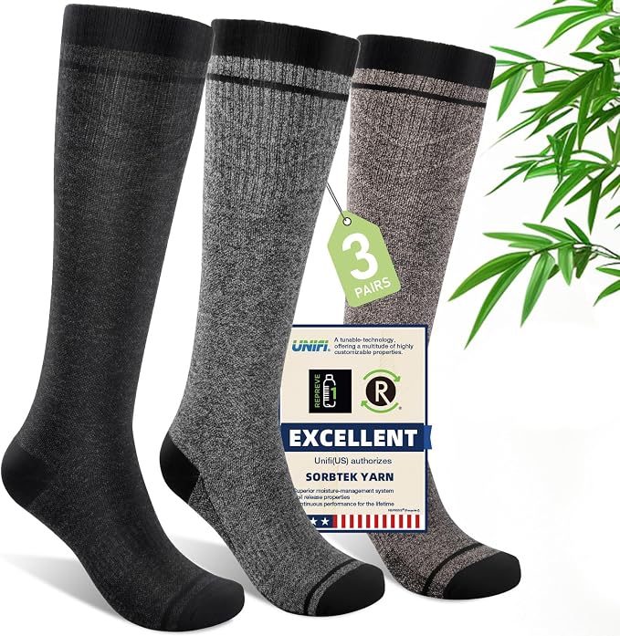 Compression Socks Women & Men, 15-20 mmHg Bamboo Viscose Knee High Soft Support by Unknown